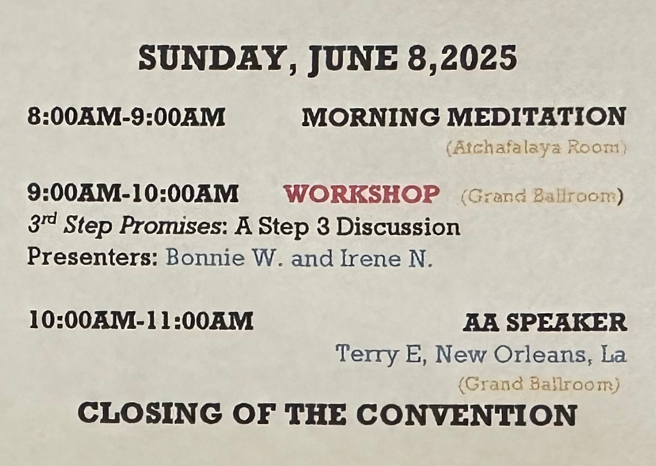Sunday June 8, 2025 Schedule